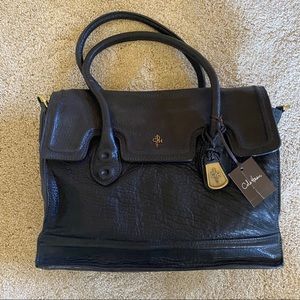 Cole Haan Brooke Flap Black Lambskin Leather Bag